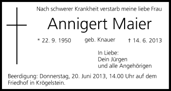 Anzeige von Annigert Maier von MGO