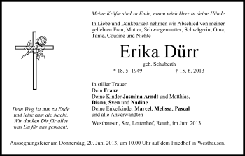 Anzeige von Erika Dürr von MGO