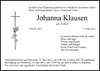 Anzeige von Johanna Klausen von MGO