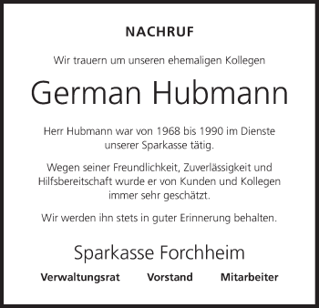 Anzeige von German Hubmann von MGO