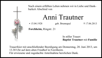 Anzeige von Anni Trautner von MGO