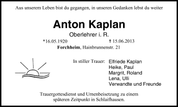 Anzeige von Anton Kaplan von MGO