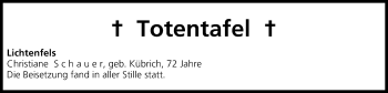 Anzeige von Totentafel vom 19.06.2013 von MGO