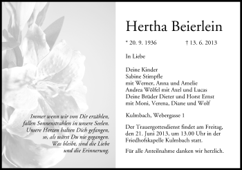 Anzeige von Hertha Beierlein von MGO