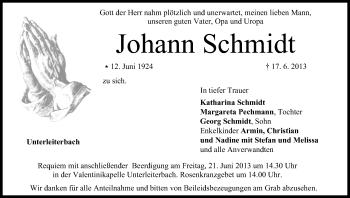 Anzeige von Johann Schmidt von MGO