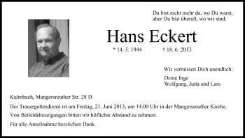 Anzeige von Hans Eckert von MGO