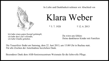 Anzeige von Klara Weber von MGO