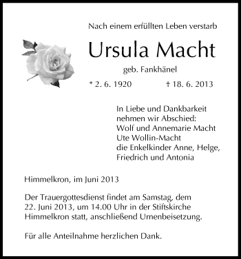 Anzeige von Ursula Macht von MGO