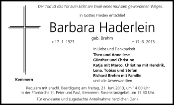 Anzeige von Barbara Haderlein von MGO