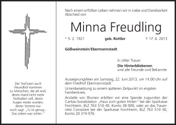 Anzeige von Minna Freudling von MGO
