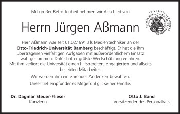 Anzeige von Jürgen Aßmann von MGO