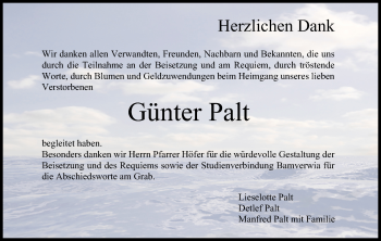 Anzeige von Günter Palt von MGO