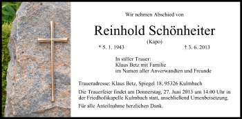 Anzeige von Reinhold Schönheiter von MGO