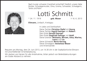 Anzeige von Lotti Schmitt von MGO