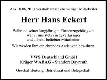 Anzeige von Hans Eckert von MGO