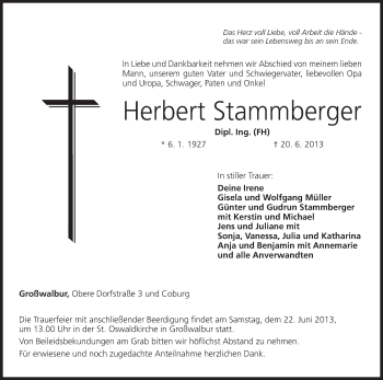 Anzeige von Herbert Stammberger von MGO