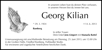 Anzeige von Georg Kilian von MGO