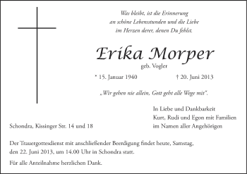 Anzeige von Erika Morper von MGO