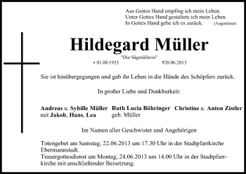 Anzeige von Hildegard Müller von MGO