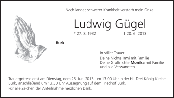 Anzeige von Ludwig Gügel von MGO