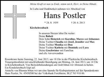Anzeige von Hans Postler von MGO