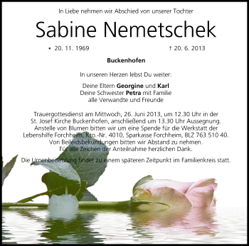 Anzeige von Sabine Nemetschek von MGO