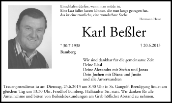 Anzeige von Karl Beßler von MGO
