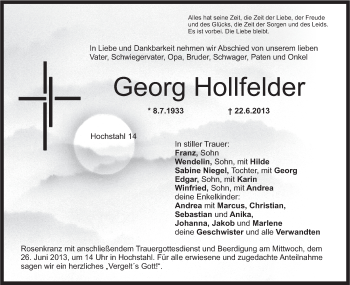 Anzeige von Georg Hollfelder von MGO
