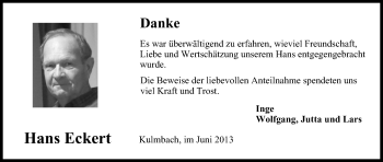 Anzeige von Hans Eckert von MGO
