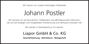 Anzeige von Johann Postler von MGO