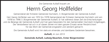 Anzeige von Georg Hollfelder von MGO