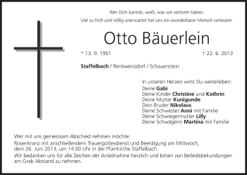 Anzeige von Otto Bäuerlein von MGO