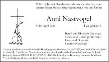 Anzeige von Anni Nastvogel von MGO