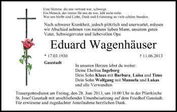 Anzeige von Eduard Wagenhäuser von MGO