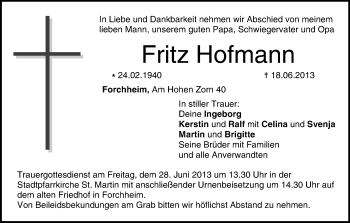 Anzeige von Fritz Hofmann von MGO