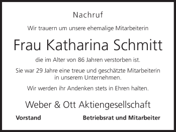 Anzeige von Katharina Schmitt von MGO