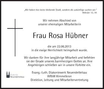 Anzeige von Rosa Hübner von MGO
