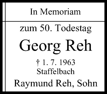 Anzeige von Georg Reh von MGO