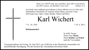 Anzeige von Karl Wichert von MGO