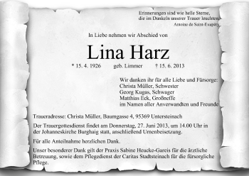 Anzeige von Lina Harz von MGO