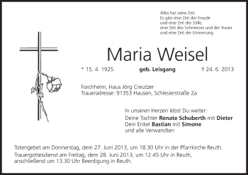 Anzeige von Maria Weisel von MGO