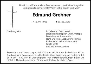 Anzeige von Edmund Grebner von MGO