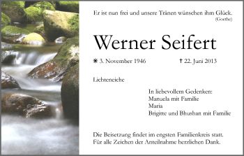 Anzeige von Werner Seifert von MGO