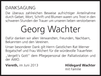 Anzeige von Georg Wachter von MGO