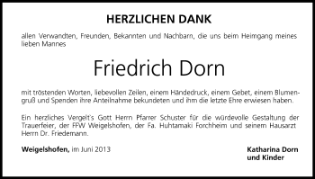 Anzeige von Friedrich Dorn von MGO