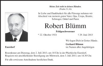 Anzeige von Robert Blümm von MGO