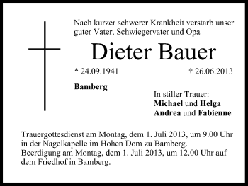 Anzeige von Dieter Bauer von MGO