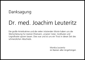Anzeige von Joachim Leuteritz von MGO