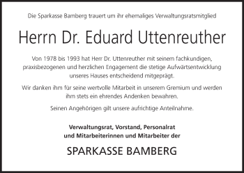 Anzeige von Eduard Uttenreuther von MGO