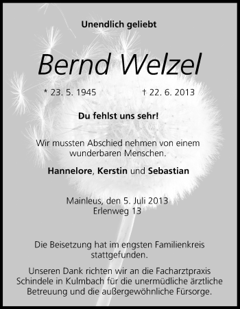 Anzeige von Bernd Welzel von MGO